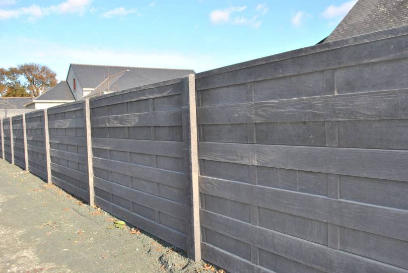 Clture bton imitation bois, Blem, coloris anthracite (MEHAT)